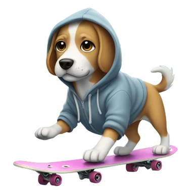 Dog wearing hoodie skating on water sticker