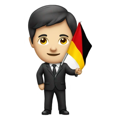 busines man holding german flag sticker
