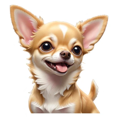 Cinematic Cute Yawning Fawn Short Haired Chihuahua Portrait Emoji, Head tilted slightly with a dramatic, wide-open yawn, soft fawn fur with a velvety texture, floppy ears slightly drooping, round dark eyes barely open in drowsy contentment, Simplified yet irresistibly adorable features, highly detailed, glowing with a soft, cozy glow, high shine, relaxed yet expressive, stylized with a touch of whimsy, bright and endearing, soft glowing outline, capturing the essence of a sleepy yet affectionate pup, so drowsy it feels like it could stretch right out of the screen and curl up for a nap! sticker