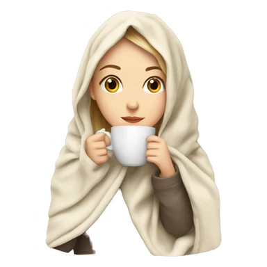 White Girl drinking tea with blanket on sticker