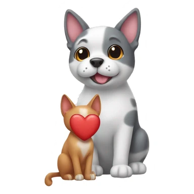 Cat and dog near two pastel red hearts sticker