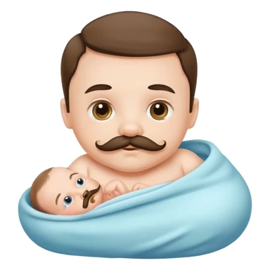 Newborn baby with a mustache sticker