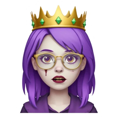 crowned woman zombie with glasses and purple hair  sticker