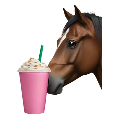 horse drinking a starbucks pink drink  sticker