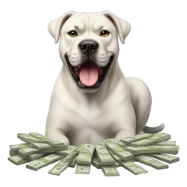 A white Cane Corso smiling with money in its mouth. sticker