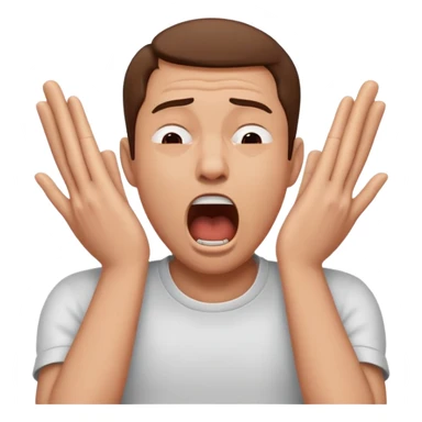 A man choking himself with his hands and his mouth is open and eyes are closed sticker