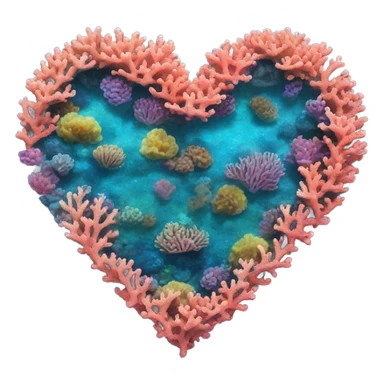 Colorful ocean Coral reef in a the shape of a heart sticker
