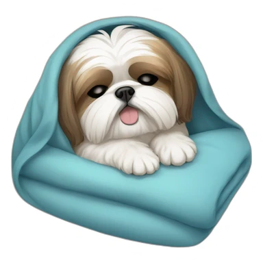 Shih tzu sleeping under blankets sticker