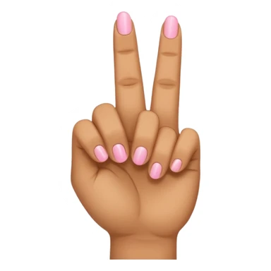 A hand holding index and middle and pinky finger up and ring finger down sticker