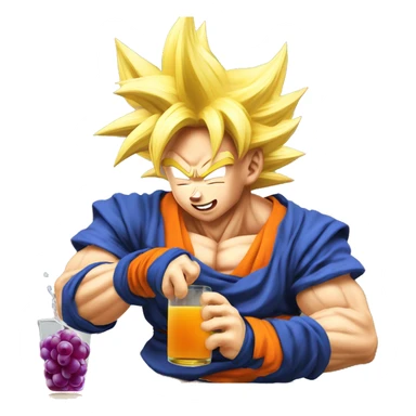 Super saiyan Goku pouring grape juice sticker