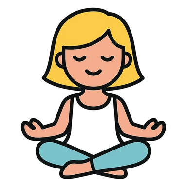 a blonde girl with a short haircut in a white dress sitting in a lotus position and meditating sticker