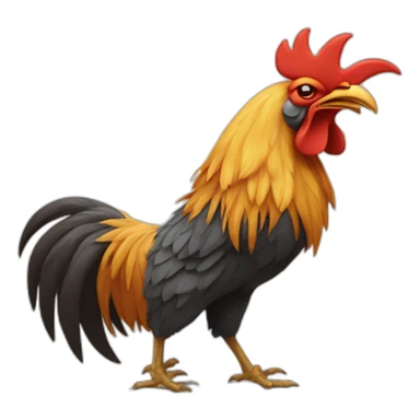 fighting and howling rooster with a crown on its head sticker