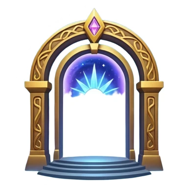 universe gate object icon, gigantic cosmic portal doorway, swirling galaxy energy inside, glowing starry aura, mystical space runes, fantasy sci-fi style, 3D cartoon, mobile game icon style, centered, clean background, no text, no watermark sticker