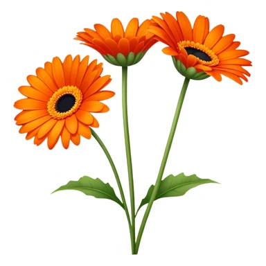 single Vibrant Orange Gerbera Daisy, straight stem sticker