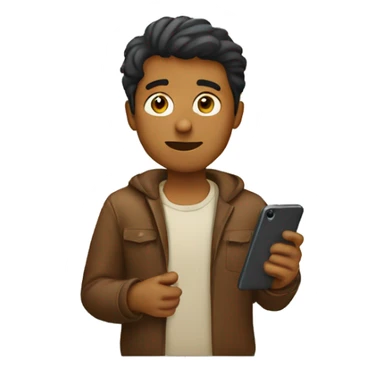 brown man holding phone wondering sticker