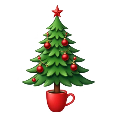 christmas tree with red balls and just the coffe stem down sticker
