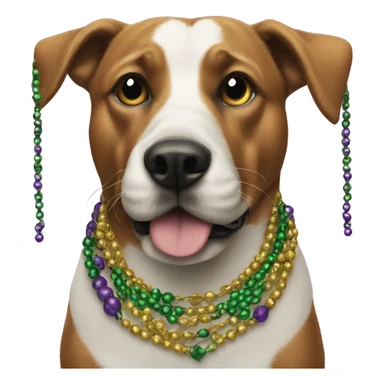 Dog with Mardi Gras beads sticker