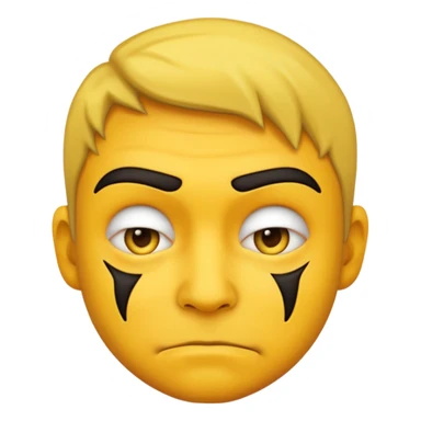criminal emoji with multiple scars on the face, defiant look, classic emoji style sticker
