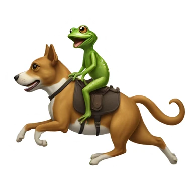 Frog riding a dog like a horse  sticker
