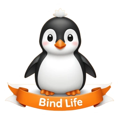 Colorful banner that says 'Bind is Life!!!', in bright orange, and on top of the banner a winking little white happy penguin. Make sure that the banner says exactly the text above sticker