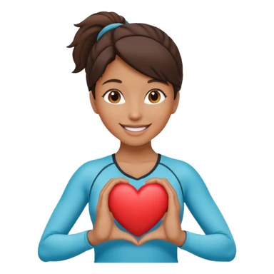 A woman who loves to run and holds a heart sticker