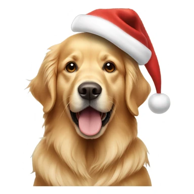 Golden retriever wearing Santa hat sticker