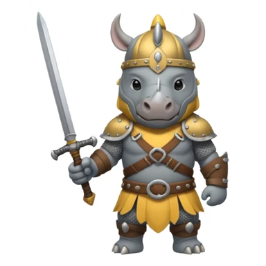 rhino with viking helmet and sword sticker