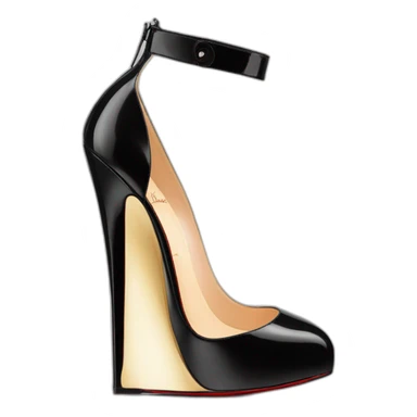 One WEDGE heel LOUBOUTIN black leather PATENT sticker