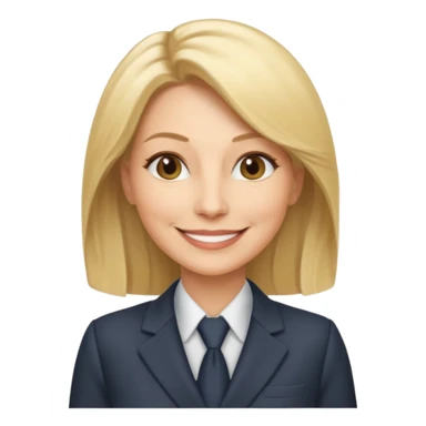 serious business woman in her forties in full suit mousey blond hair sticker
