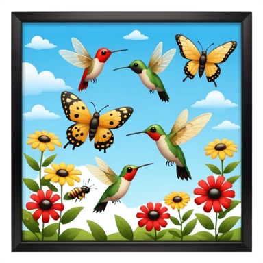 299 - Amor tan grande en las mariposas en el colibrí en la ladybug Se pueden observar y admirar la majestad con que fueron formados estos grandes polinizadores y la 🐝🌻 ya se ven danzando la mariposa el colibrí la ladybug las abejas y las aves en el cielo y entre los jardines sticker