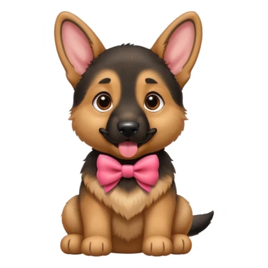 German shepherd puppy with the tonge out, with a bow in the neck, like a gift.  sticker