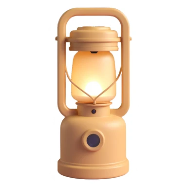 camping lantern, beige, stylish and aesthetic, soft light, 3D effect sticker