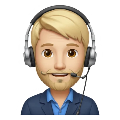 a sales agent with headphones and beard blonde hair smile sticker