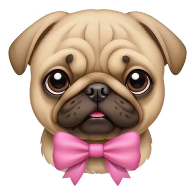 Pug with pink bow  sticker