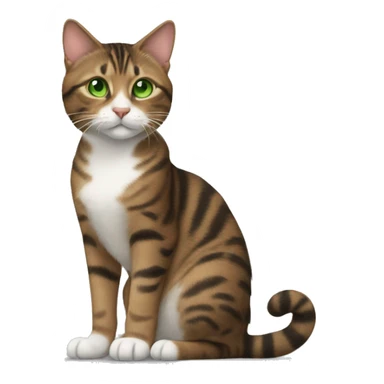 brown tabby cat with white chest and paws with green eyes sticker