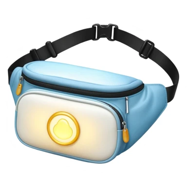 Opened bum bag, showing a bright glowing light sticker