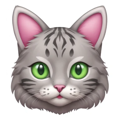grey tabby cat: pink ears fur green eyes sticker