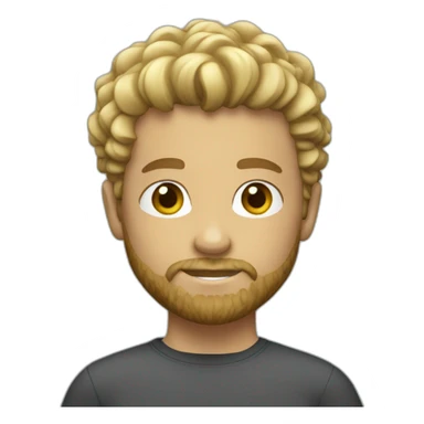 boy blonde with surfer curly hair and beard, pronounced jaw sticker