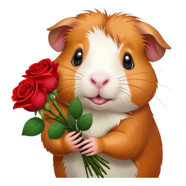Guinea pig holding out a bouquet of roses sticker