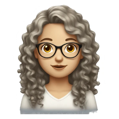 curly white Slavic girl with dark long hair and glasses sticker