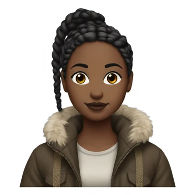 Black girl with boho braids, heavy makeup, FOV and realistic settings, with a crop top and a Canada goose jacket sticker