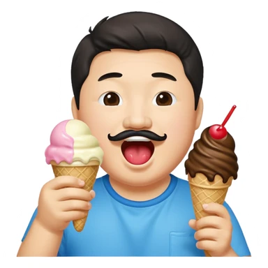 bobby Lee the comedian eating ice cream joyfully sticker
