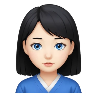 japanese schoolgirl with black hair and blue eyes sticker
