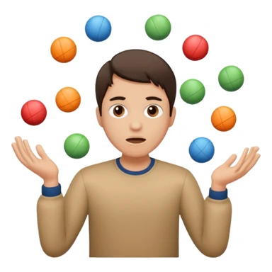 an emoji that depicts a product manager juggling work with panic sticker