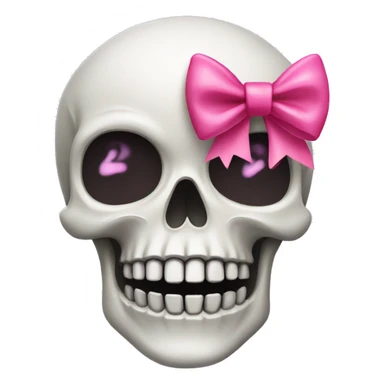 Emoji skull with a pink bow sticker