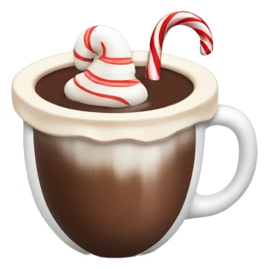 Cup of hot chocolate with a candy cane inside sticker