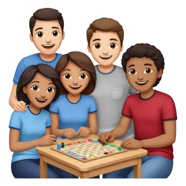 Four friends playing board game sticker