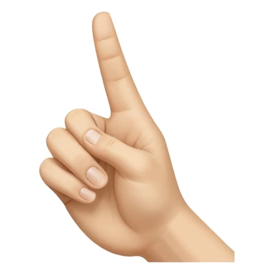 A realistic close-up photo of a right hand entering the frame from the bottom right corner, back of the hand facing the camera, pointing diagonally upwards to the left with only the thumb and index finger extended in a finger gun or L-shape gesture, other fingers closed and tucked in. sticker