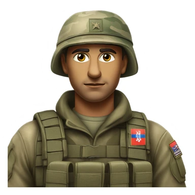 Photorealistic A serious Serbian resistance soldier in a camouflage cap sticker