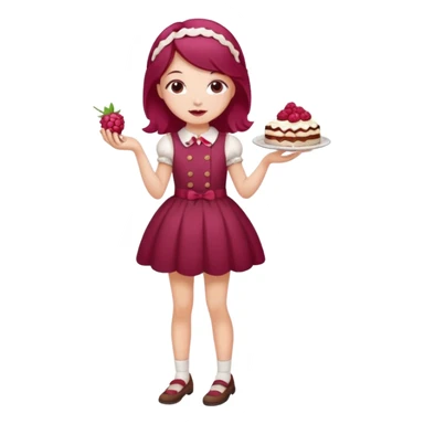 Raspberry torte human full body and legs girl with a raspberry barrette on her head sticker